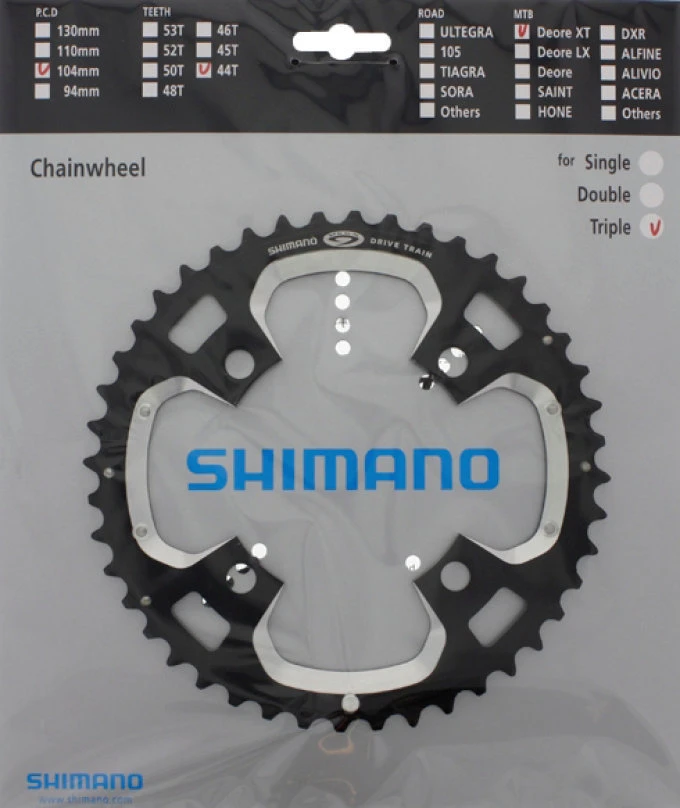 Shimano XT Ab 2008 4-Arm 9-fach 44 Zähne AA-Type IG Alu Schwarz-silber Y-1J198010 3 Shimano XT Ab 2008 4-Arm 9-fach 44 Zähne AA-Type IG Alu Schwarz-silber Y-1J198010